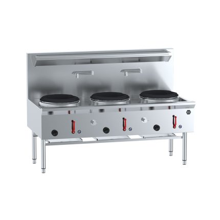 B+S 3 Hole Deluxe Waterless Wok Table (UFWWD-3)