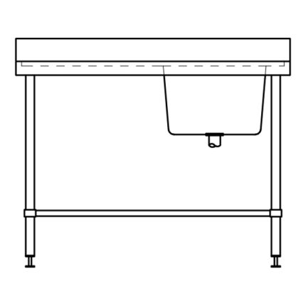 FULL STAINLESS STEEL SINGLE SINK BENCH WITH SPLASH BACK 1200MM L X 600MM D X 900MM H ASS-1260R
