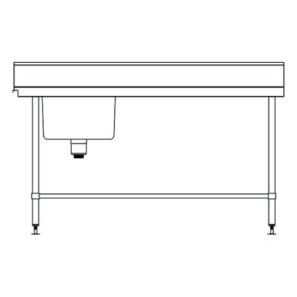 FULL STAINLESS STEEL INLET SINGLE SINK BENCH WITH SPLASH BACK 1650MM L X 700MM D X 900MM H ASSD-16570L
